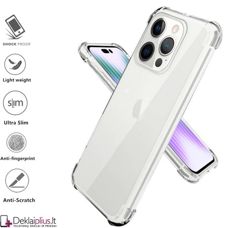 Anti shock plonas silikoninis dėklas - permatomas (Apple Iphone 14 Pro) Anti shock plonas silikoninis dėklas - permatomas (Apple Iphone 14 Pro)